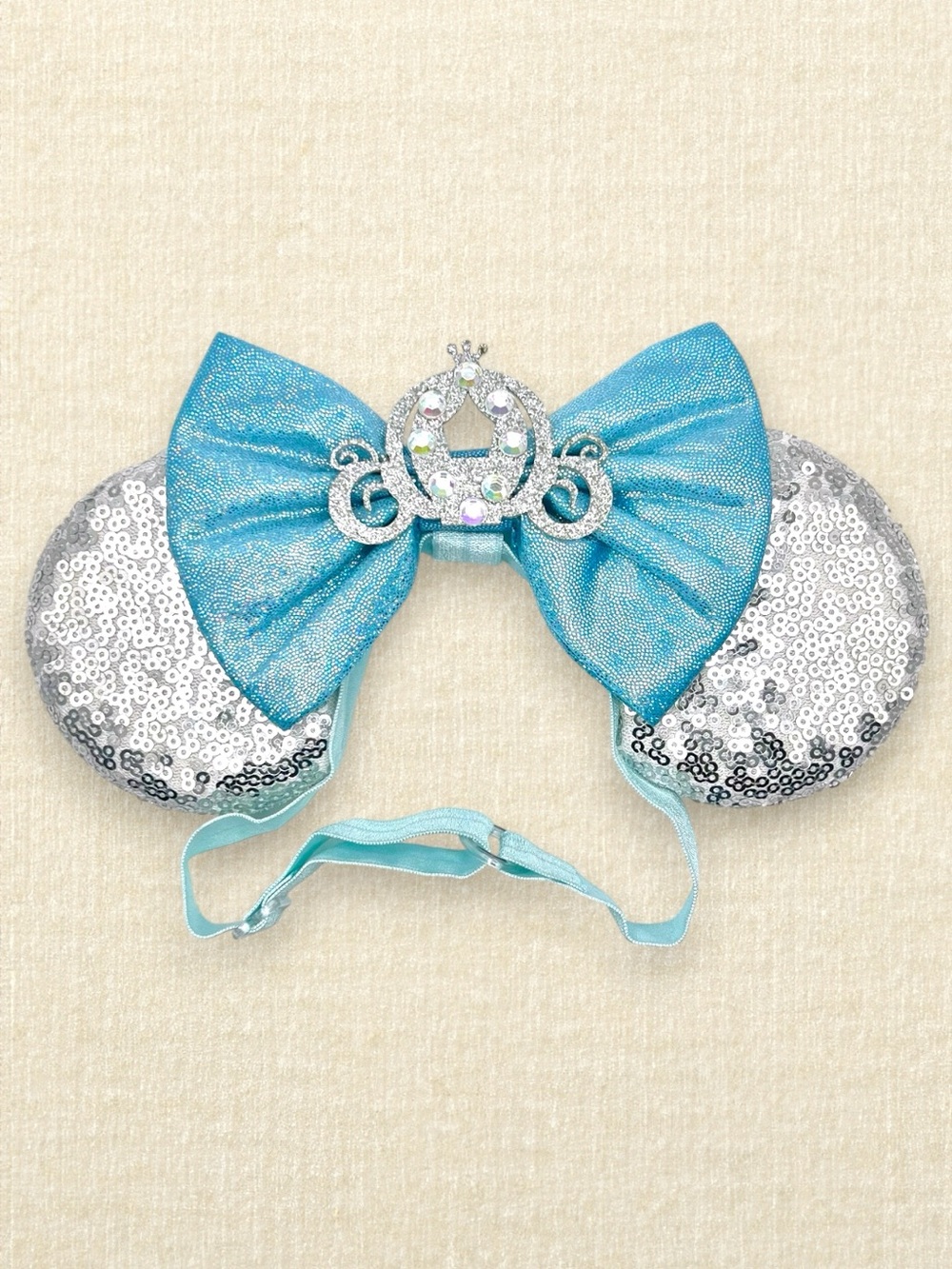 Elastic Silver Cinderella's Carriage Minnie Ears | Disney-Inspired Mouse Ears
